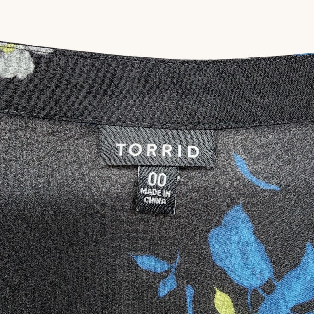 Torrid Midi Dress Women 10 Floral Black Lined Chiffon 3/4 Sleeve Church Office - Picture 14 of 16